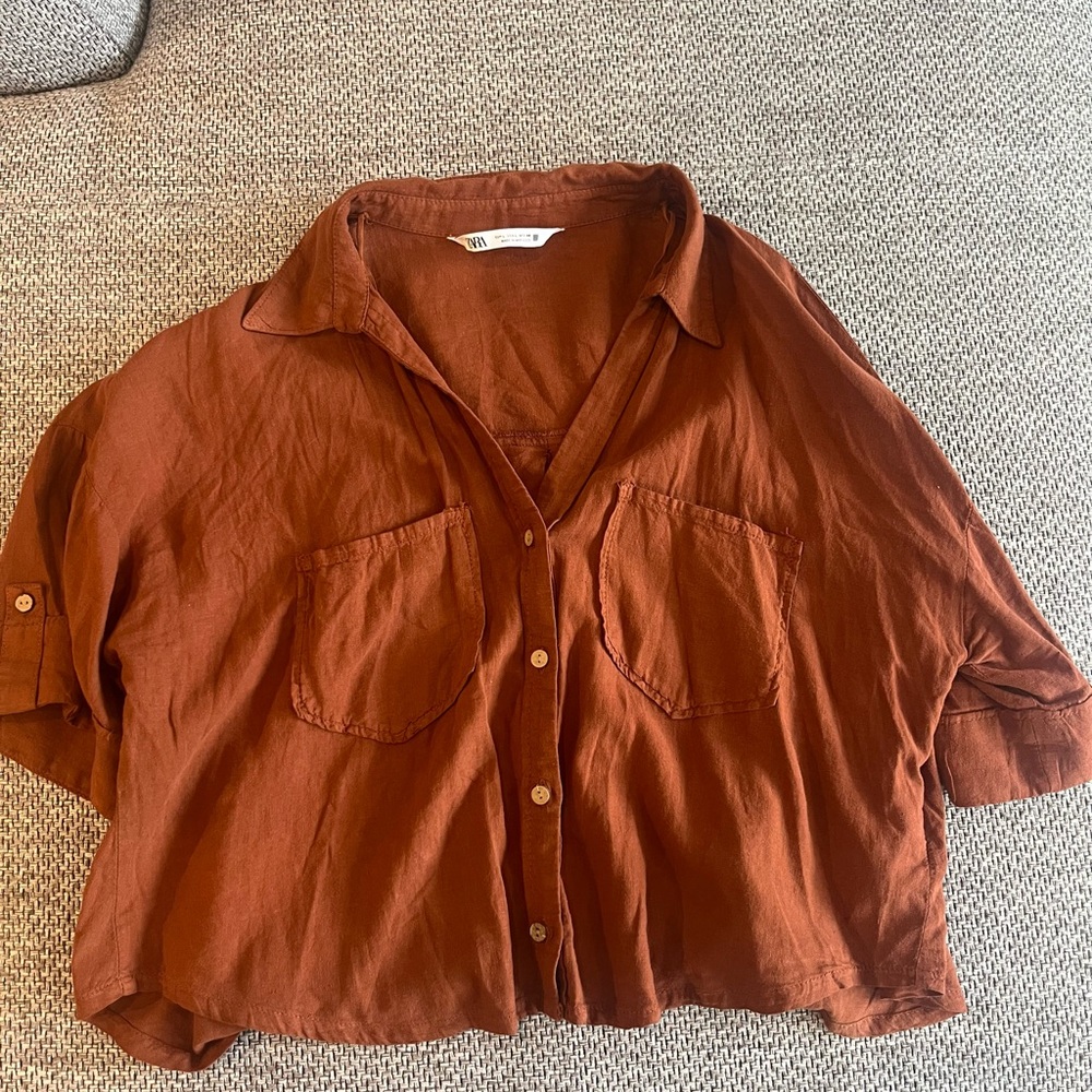 Zara Rust Button-Down Shirt